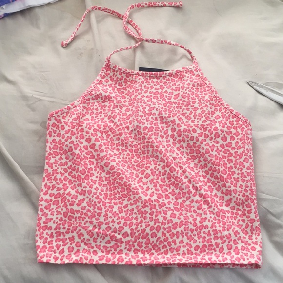 Brandy Melville Tops - Brandy Melville pink cheetah laura halter top
